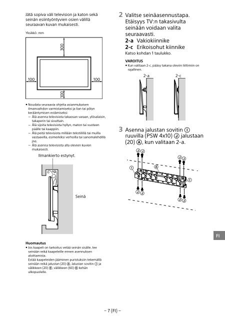 Sony KDL-55W955B - KDL-55W955B Informations d'installation du support de fixation murale Portugais