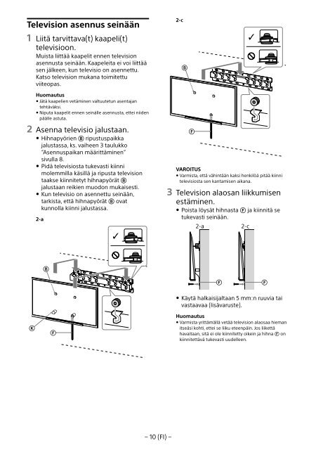 Sony KDL-55W955B - KDL-55W955B Informations d'installation du support de fixation murale Portugais