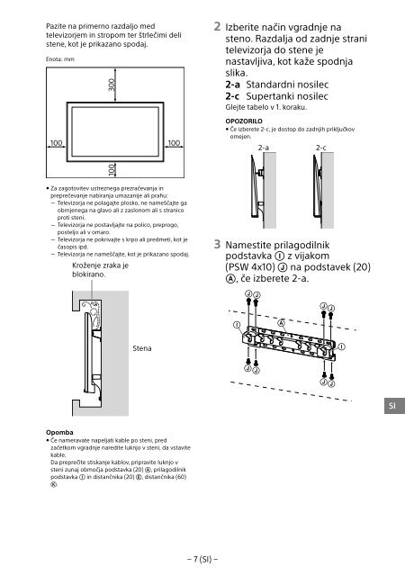 Sony KDL-55W955B - KDL-55W955B Informations d'installation du support de fixation murale Portugais