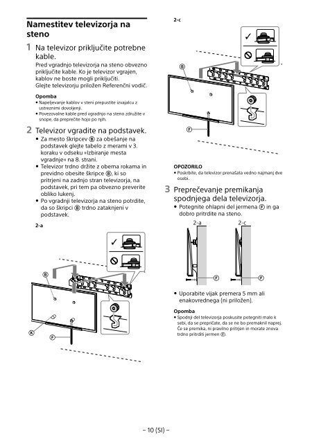 Sony KDL-55W955B - KDL-55W955B Informations d'installation du support de fixation murale Portugais