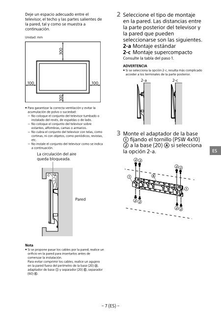 Sony KDL-55W955B - KDL-55W955B Informations d'installation du support de fixation murale Portugais