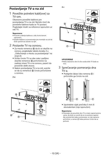 Sony KDL-55W955B - KDL-55W955B Informations d'installation du support de fixation murale Portugais