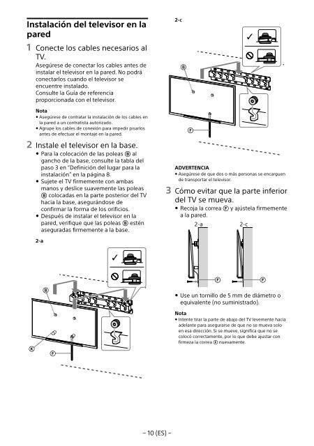 Sony KDL-55W955B - KDL-55W955B Informations d'installation du support de fixation murale Portugais