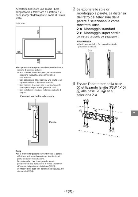 Sony KDL-55W955B - KDL-55W955B Informations d'installation du support de fixation murale Portugais