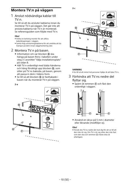 Sony KDL-55W955B - KDL-55W955B Informations d'installation du support de fixation murale Portugais