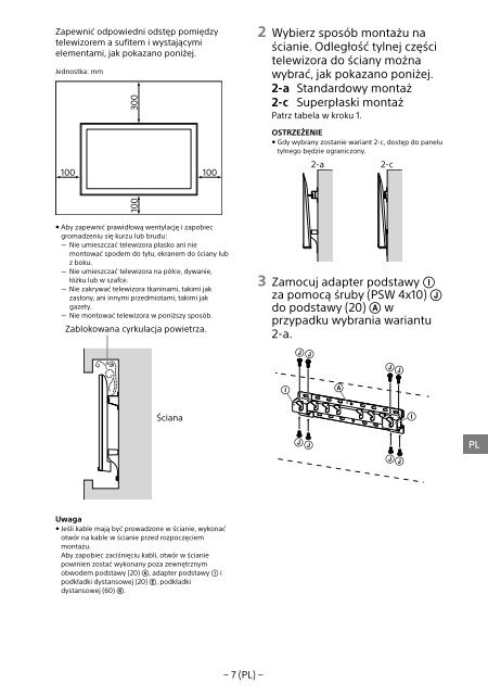 Sony KDL-55W955B - KDL-55W955B Informations d'installation du support de fixation murale Portugais