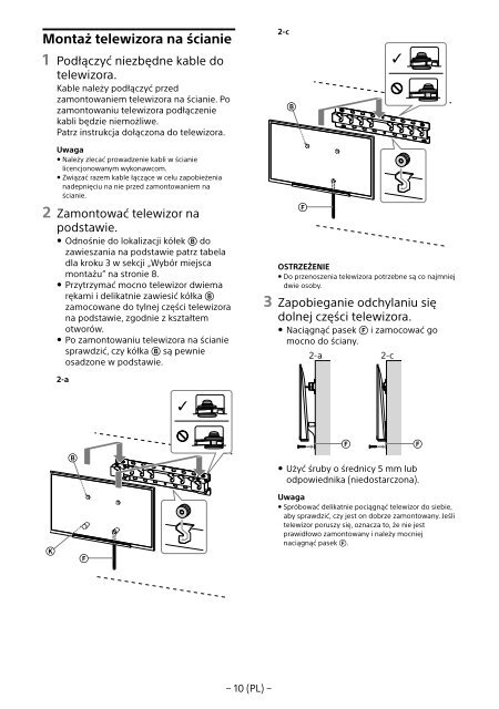 Sony KDL-55W955B - KDL-55W955B Informations d'installation du support de fixation murale Portugais