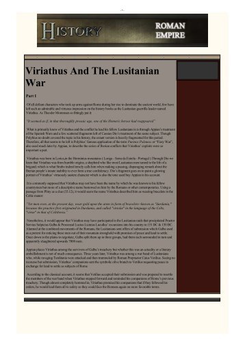 Viriathus And The Lusitanian War, by the historian António Conde