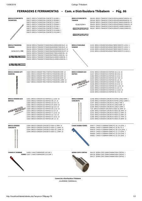 Catalogo Thibabem 2018