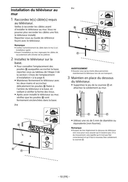 Sony KDL-55W955B - KDL-55W955B Informations d'installation du support de fixation murale Russe