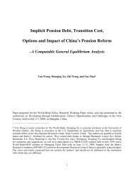 Implicit Pension Debt, Transition Cost, Options and Impact of China's ...