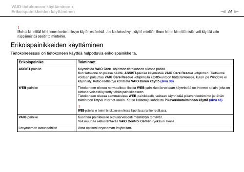 Sony VPCSB2J9E - VPCSB2J9E Mode d'emploi Finlandais