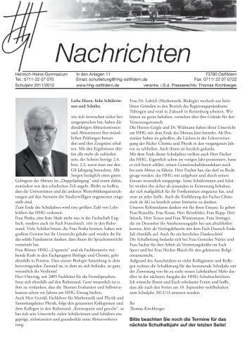 HHG-Nachrichten als PDF - Heinrich-Heine-Gymnasium Ostfildern