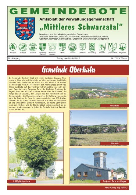 Gemeinde Oberhain - VG Mittleres Schwarzatal