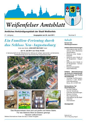 Amtliche Bekanntmachungen des Amtes für ... - Stadt Weißenfels