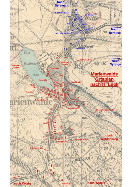 Marienwalde Ortsplan und Einwohner - Heimatkreis Arnswalde