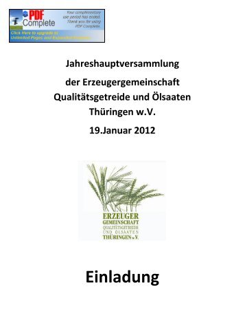 Einladung - EZG Qualitätsgetreide und Ölsaaten Thüringen w.V.