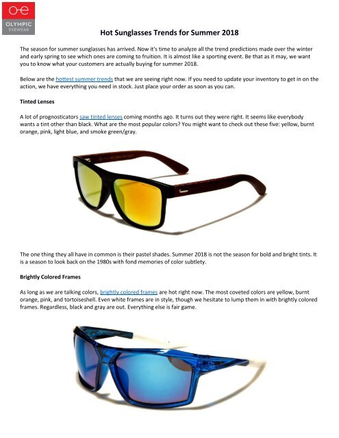hot sunglasses 2018