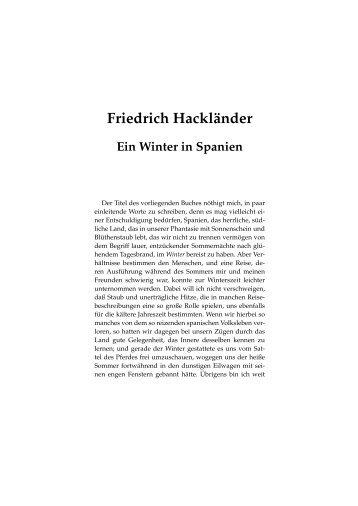 Friedrich Hackländer Ein Winter in Spanien