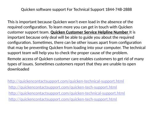 Quicken software support Phone Number  1844-748-2888