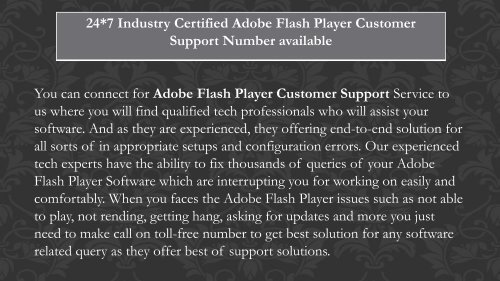 Adobe Flash Player Support Service, Dial 1-800-936-8130