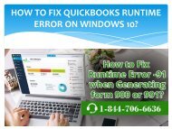 Contact 1844-706-6636 for QuickBooks Runtime Error on Windows 10