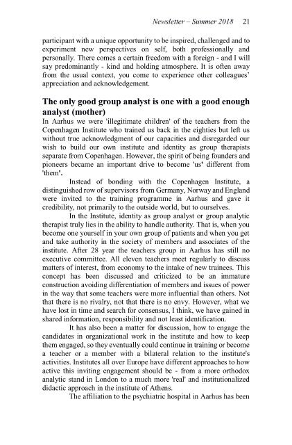 Group-Analytic Contexts, Issue 80, June 2018