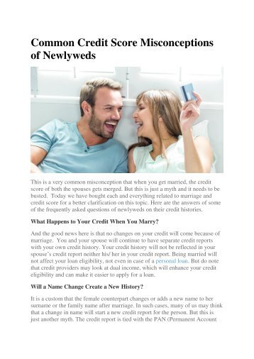 Common Credit Score Misconceptions of Newlyweds