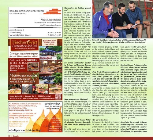 Tassilo, Ausgabe Juli/August 2018 - Das Magazin rund um Weilheim und die Seen