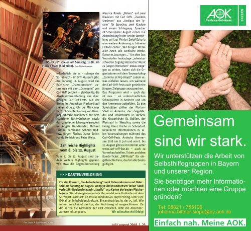 Tassilo, Ausgabe Juli/August 2018 - Das Magazin rund um Weilheim und die Seen