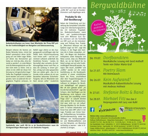 Tassilo, Ausgabe Juli/August 2018 - Das Magazin rund um Weilheim und die Seen