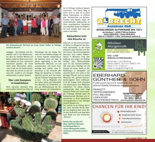 Tassilo, Ausgabe Juli/August 2018 - Das Magazin rund um Weilheim und die Seen