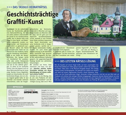 Tassilo, Ausgabe Juli/August 2018 - Das Magazin rund um Weilheim und die Seen