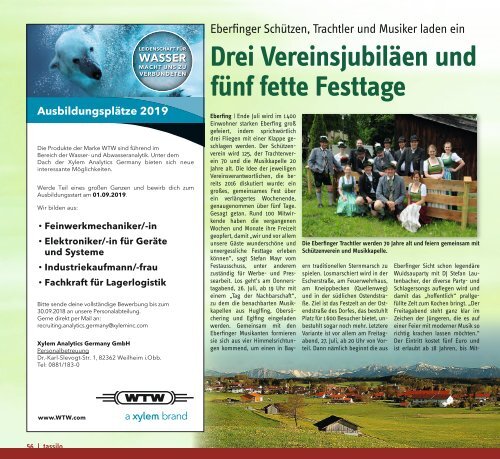 Tassilo, Ausgabe Juli/August 2018 - Das Magazin rund um Weilheim und die Seen