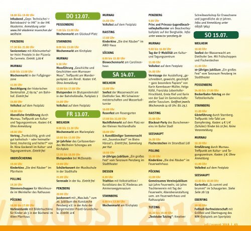 Tassilo, Ausgabe Juli/August 2018 - Das Magazin rund um Weilheim und die Seen