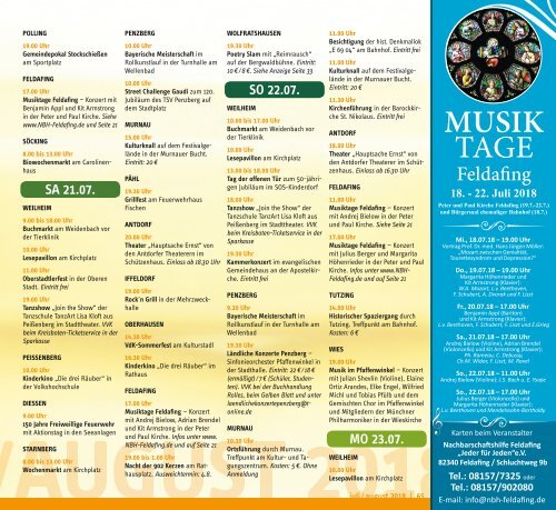 Tassilo, Ausgabe Juli/August 2018 - Das Magazin rund um Weilheim und die Seen