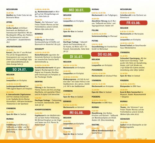 Tassilo, Ausgabe Juli/August 2018 - Das Magazin rund um Weilheim und die Seen