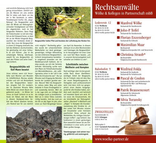 Altlandkreis Ausgabe Juli/August 2018 - Das Magazin für den westlichen Pfaffenwinkel