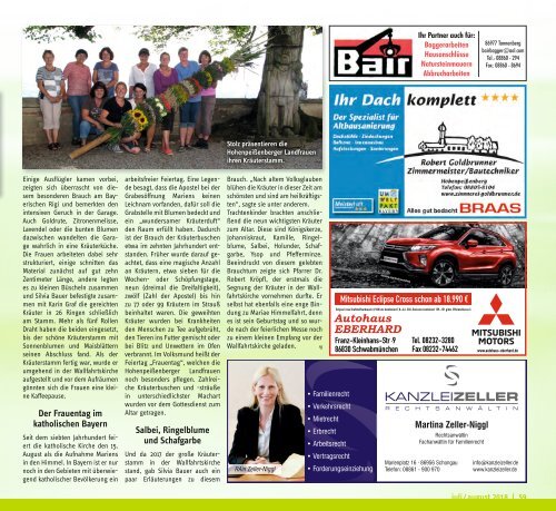 Altlandkreis Ausgabe Juli/August 2018 - Das Magazin für den westlichen Pfaffenwinkel