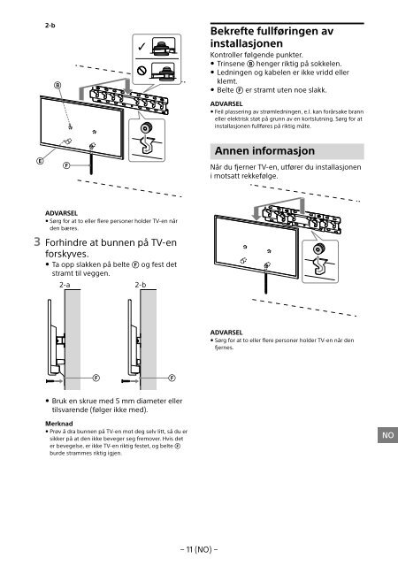 Sony KDL-48R553C - KDL-48R553C Informations d'installation du support de fixation murale Portugais