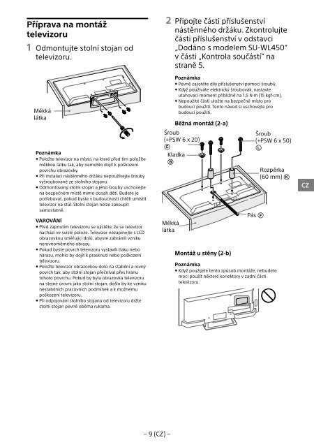 Sony KDL-48R553C - KDL-48R553C Informations d'installation du support de fixation murale Portugais