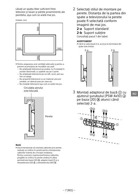 Sony KDL-48R553C - KDL-48R553C Informations d'installation du support de fixation murale Portugais