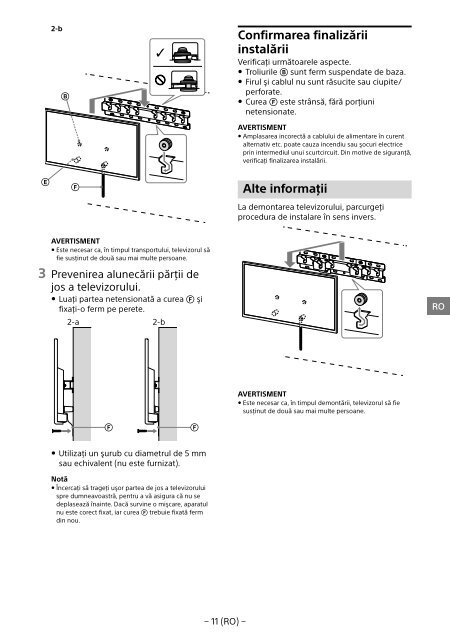 Sony KDL-48R553C - KDL-48R553C Informations d'installation du support de fixation murale Portugais