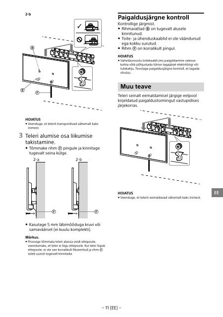 Sony KDL-48R553C - KDL-48R553C Informations d'installation du support de fixation murale Portugais