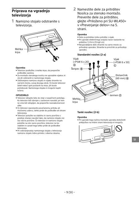 Sony KDL-48R553C - KDL-48R553C Informations d'installation du support de fixation murale Portugais