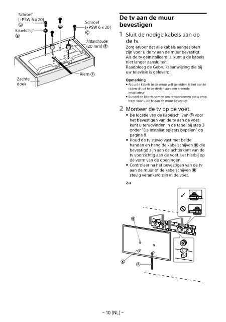 Sony KDL-48R553C - KDL-48R553C Informations d'installation du support de fixation murale Portugais