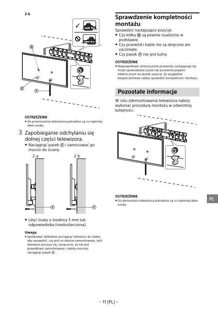 Sony KDL-48R553C - KDL-48R553C Informations d'installation du support de fixation murale Portugais