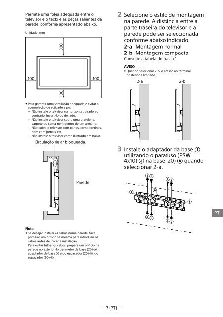 Sony KDL-48R553C - KDL-48R553C Informations d'installation du support de fixation murale Portugais