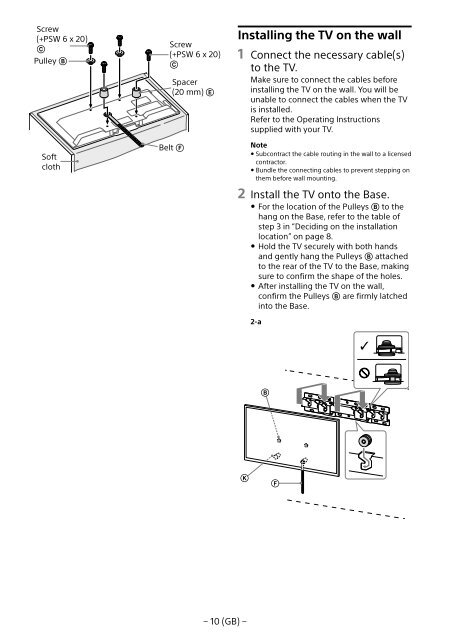 Sony KDL-48R553C - KDL-48R553C Informations d'installation du support de fixation murale Turc