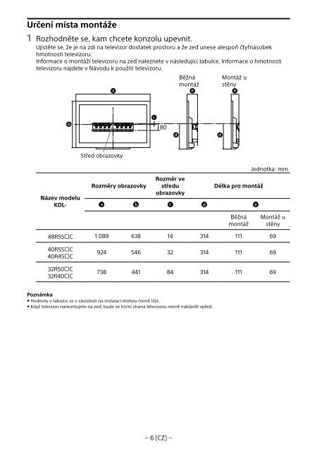 Sony KDL-48R553C - KDL-48R553C Informations d'installation du support de fixation murale Turc